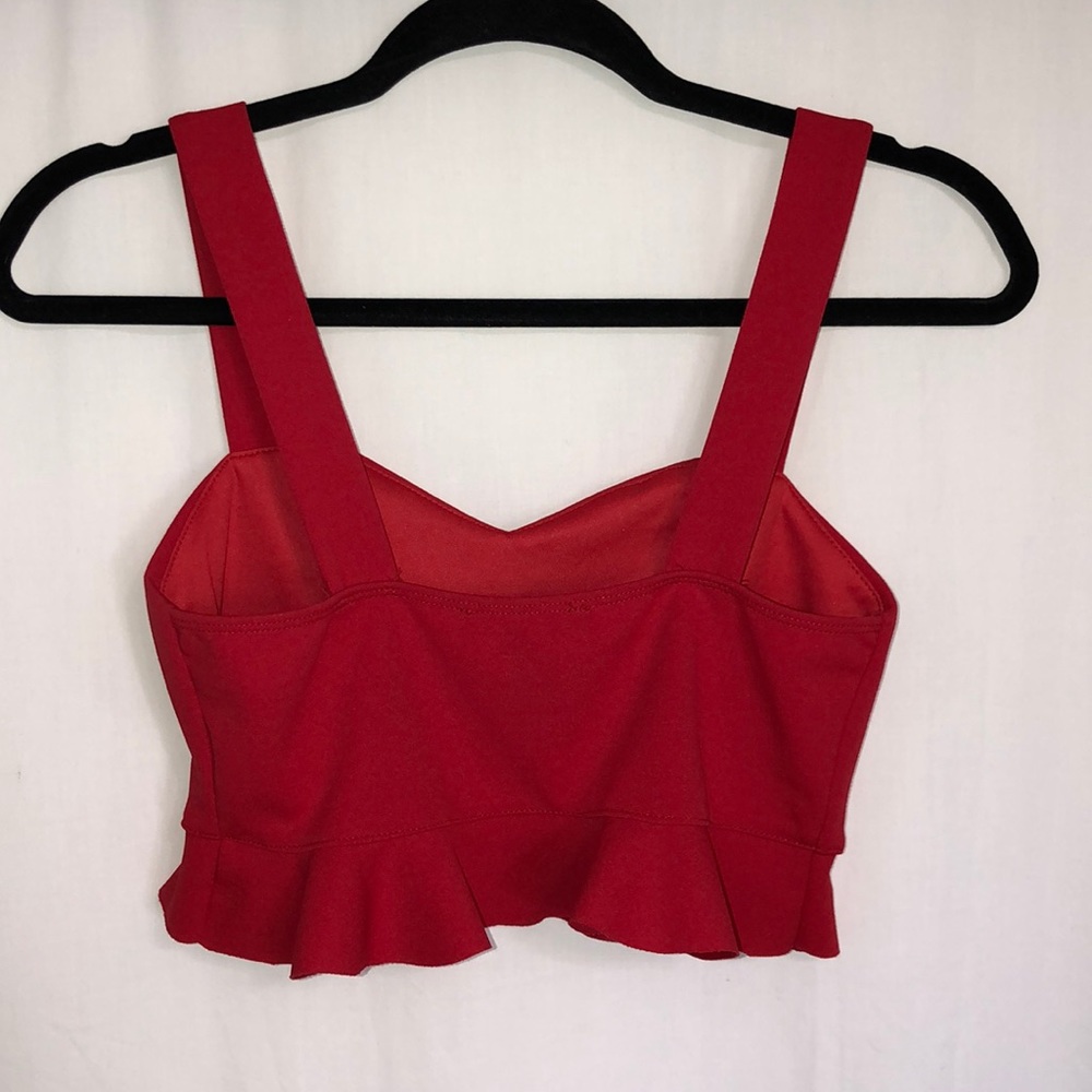 F21 Red Ruffle Crop Top - Picture 2 of 4